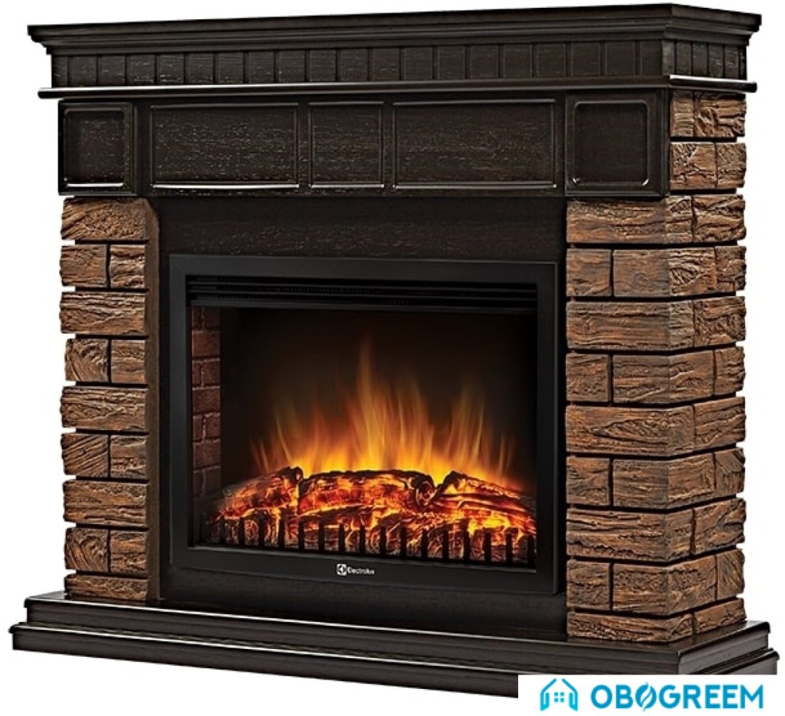 Портал Firelight Bricks Wood 25 (камень темный/шпон венге)