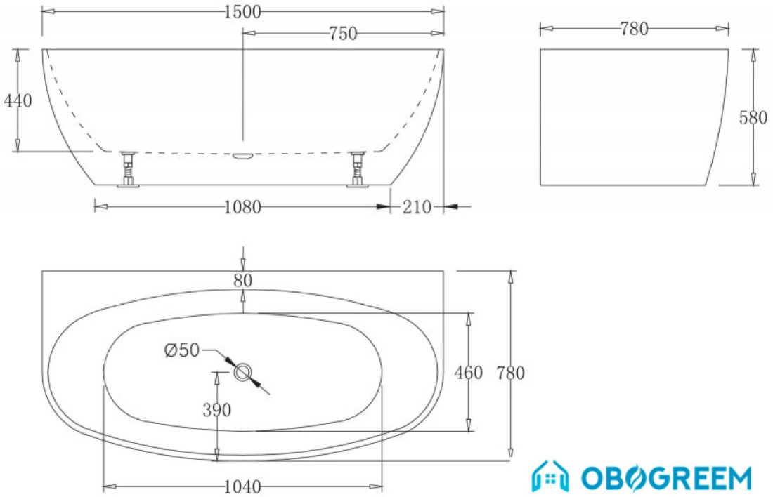 Ванна BelBagno BB83 150х78