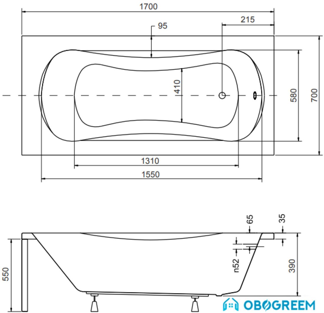 Ванна Besco Aria 170x70