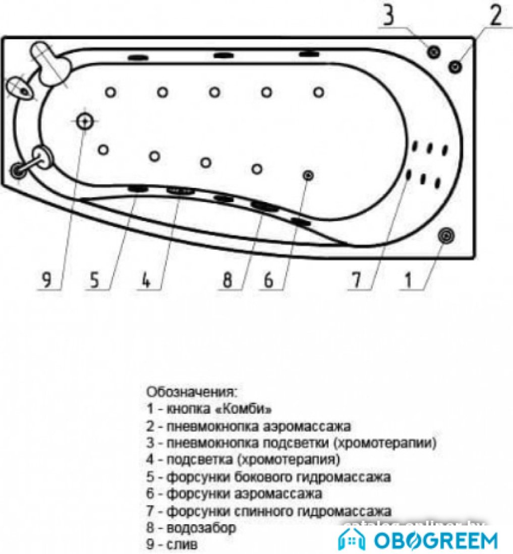 Ванна Aquatek Пандора 160x75 (излив слева)