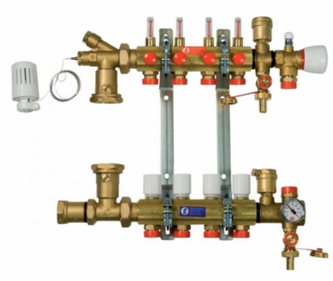 Гребенка в сборе для отопления от пола Giacomini R557FY006 (6 контуров)
