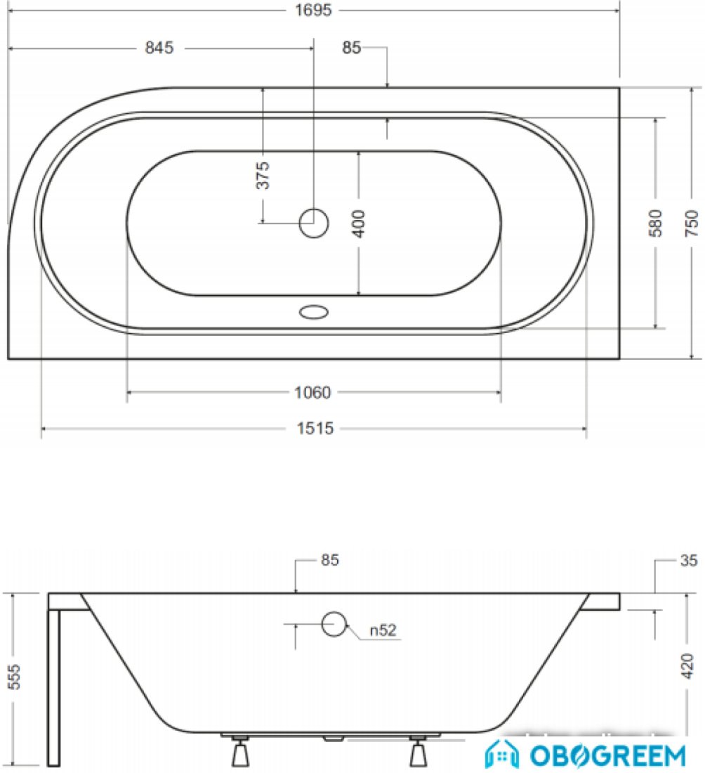 Ванна Besco Avita L 170x75