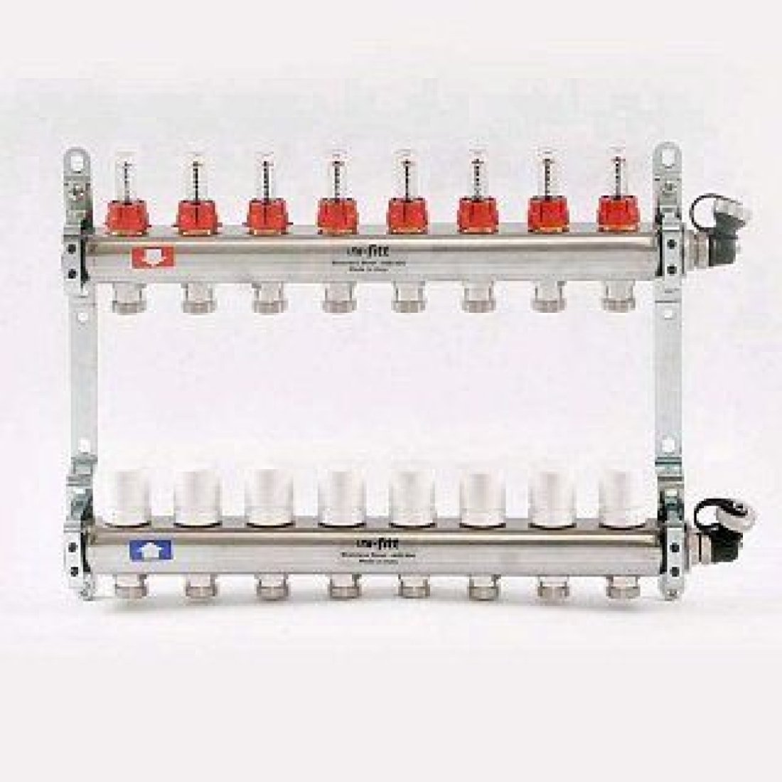 Коллекторная группа 1'х3/4" ЕК 8 выходов UNI-FITT из нержавейки с расходомерами