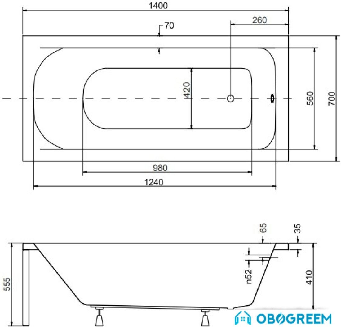 Ванна Besco Continea 140x70