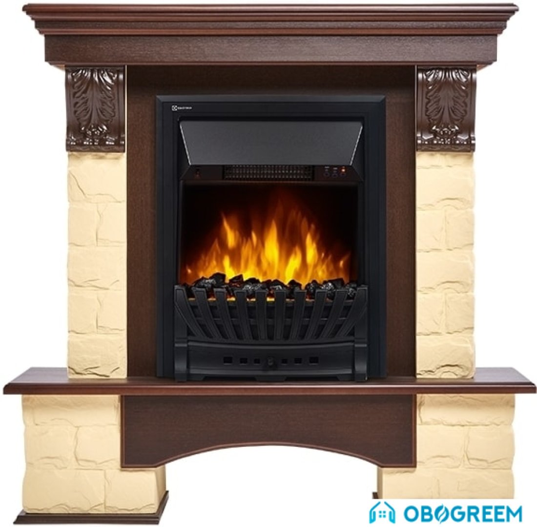 Портал Firelight Forte Classic (камень бежевый/шпон темный дуб)
