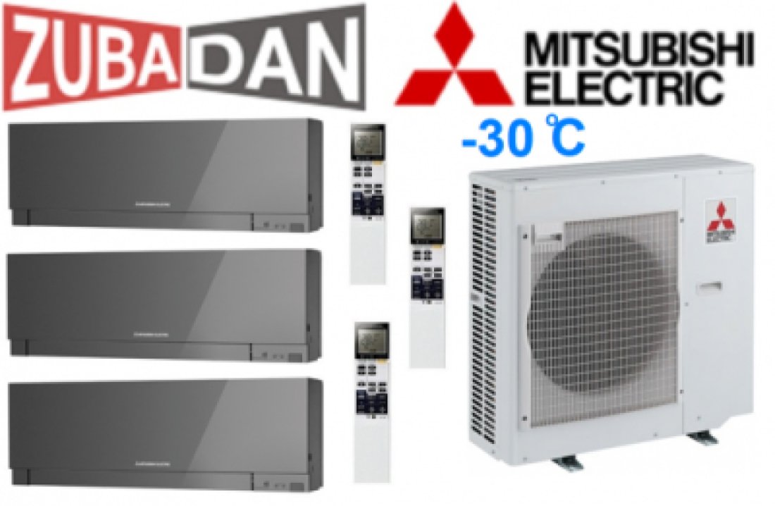 Тепловой насос Mitsubishi Electric MXZ-4E83VAHZ + 3 внутренних блока типа Design EF (25+25+25) (серый, серебряный)