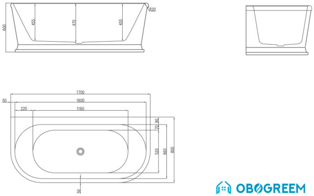 Ванна BelBagno BB408 170x80