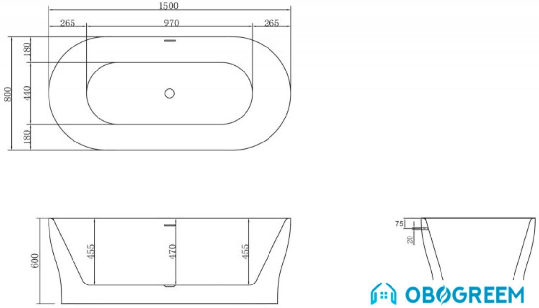 Ванна BelBagno BB405 150x80
