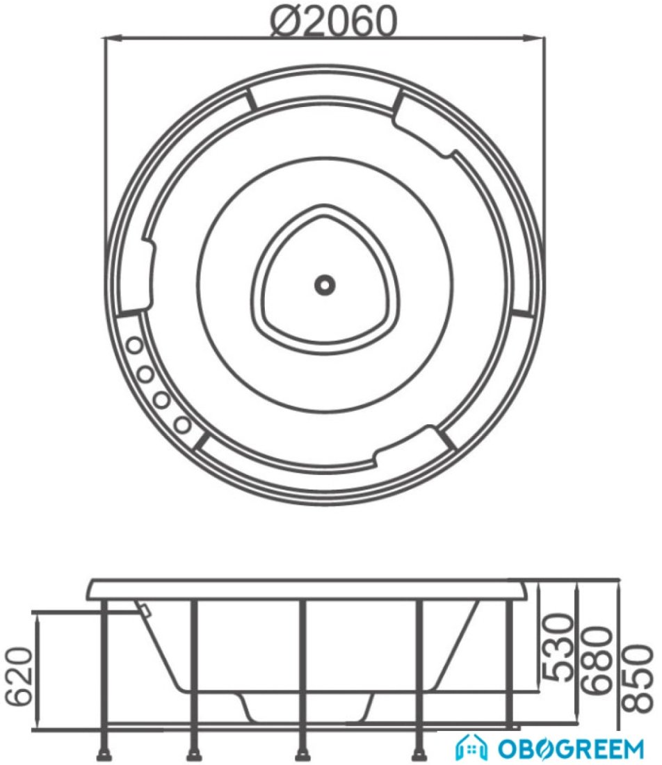 Ванна Gemy G9263 K 206x206