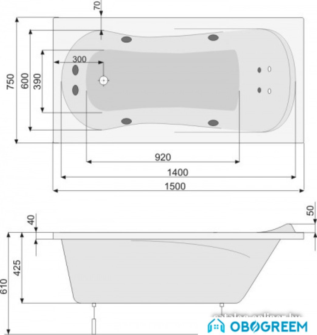 Ванна Poolspa Muza 150 x 75