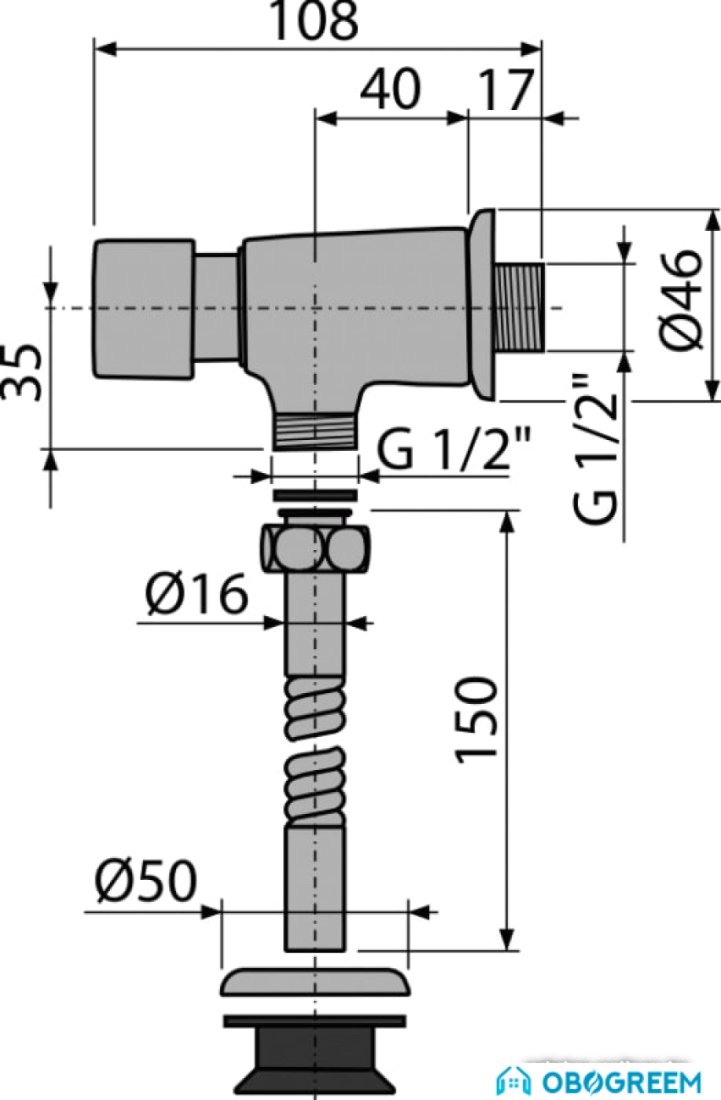 Запорная арматура Alcaplast Кнопочный сливной вентиль 1/2" ATS001