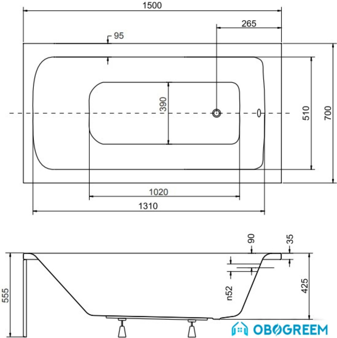 Ванна Besco Talia 150x70