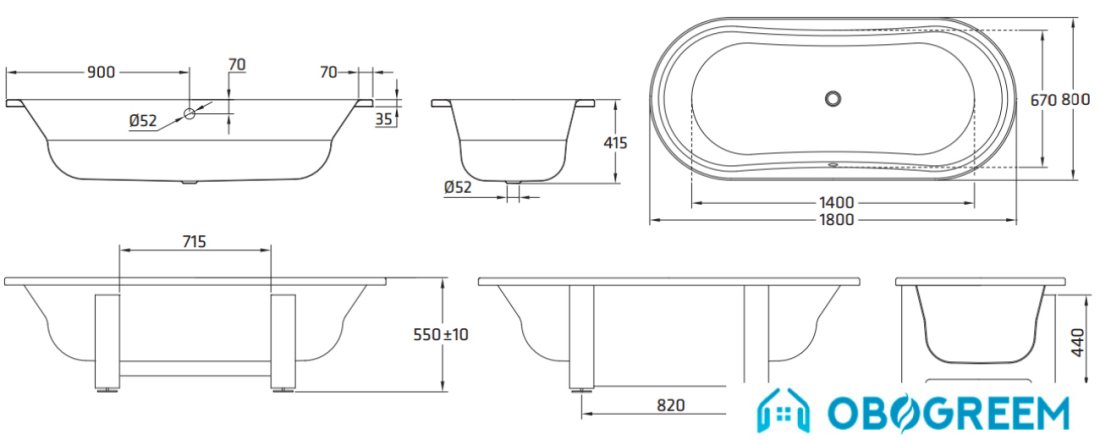 Ванна BLB Duo Comfort Oval Woodline 180x80 (красный металлик)