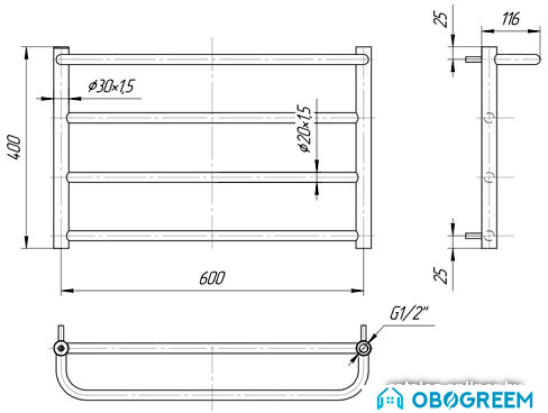 Полотенцесушитель Марио Люкс Сити 40x63