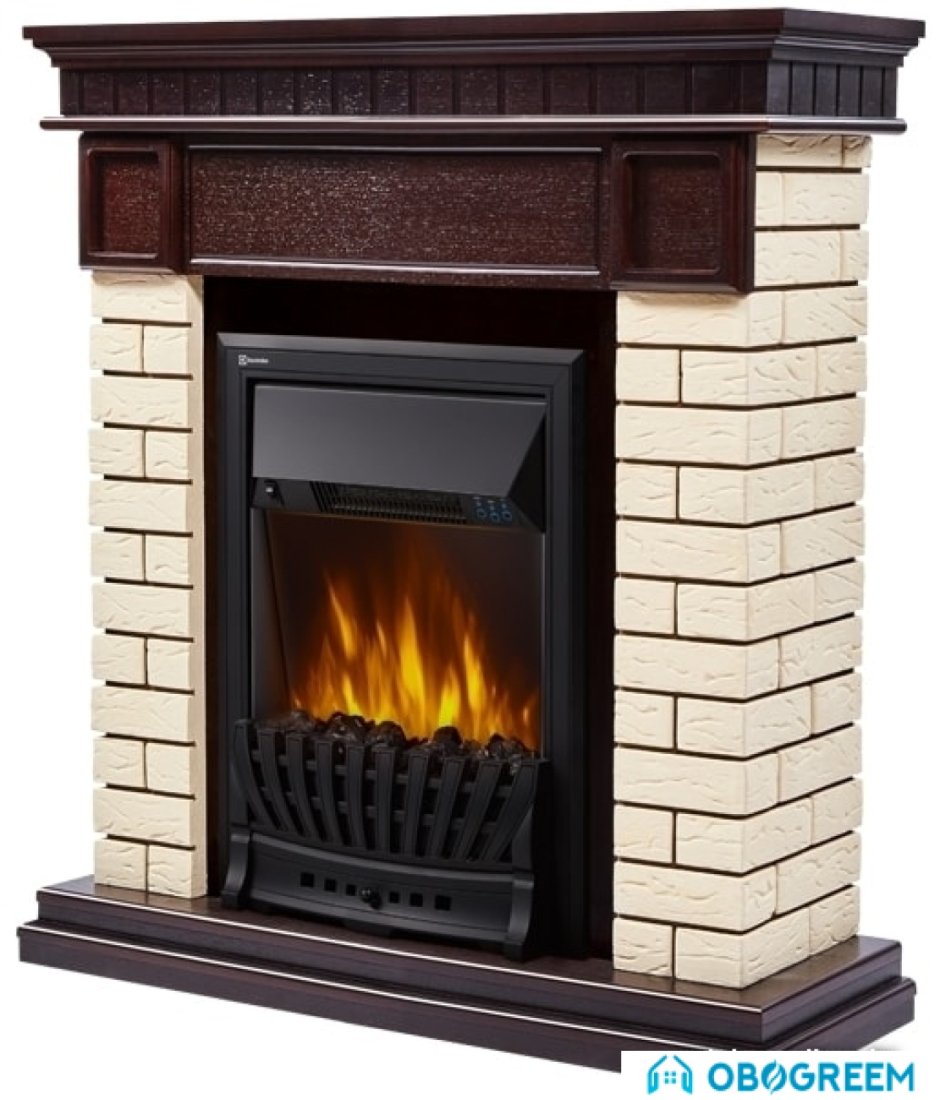Портал Firelight Bricks Classic (камень бежевый/шпон темный дуб)