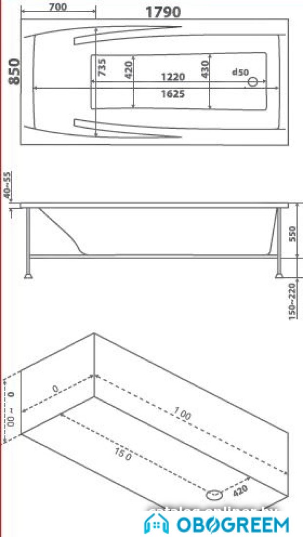 Ванна BAS Эвита 180x85