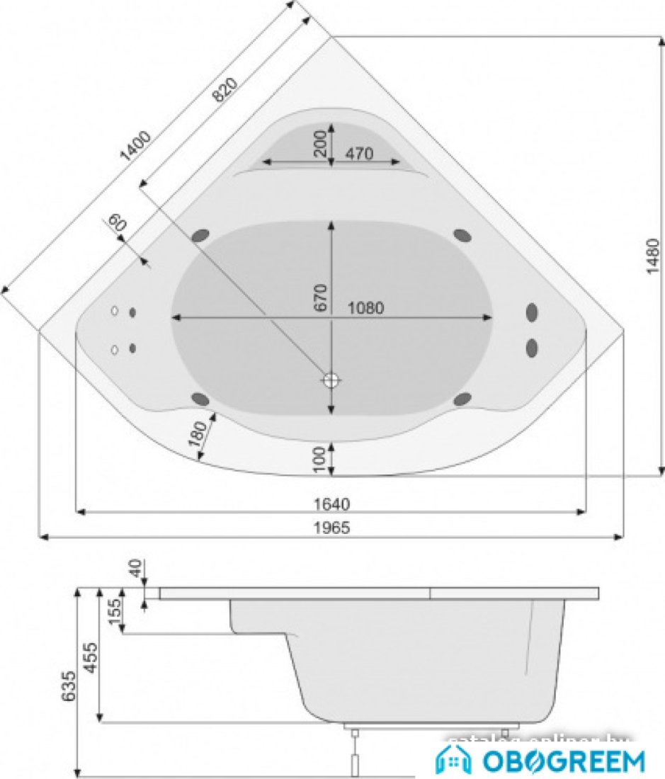 Ванна Poolspa Klio Sym 140 x 140