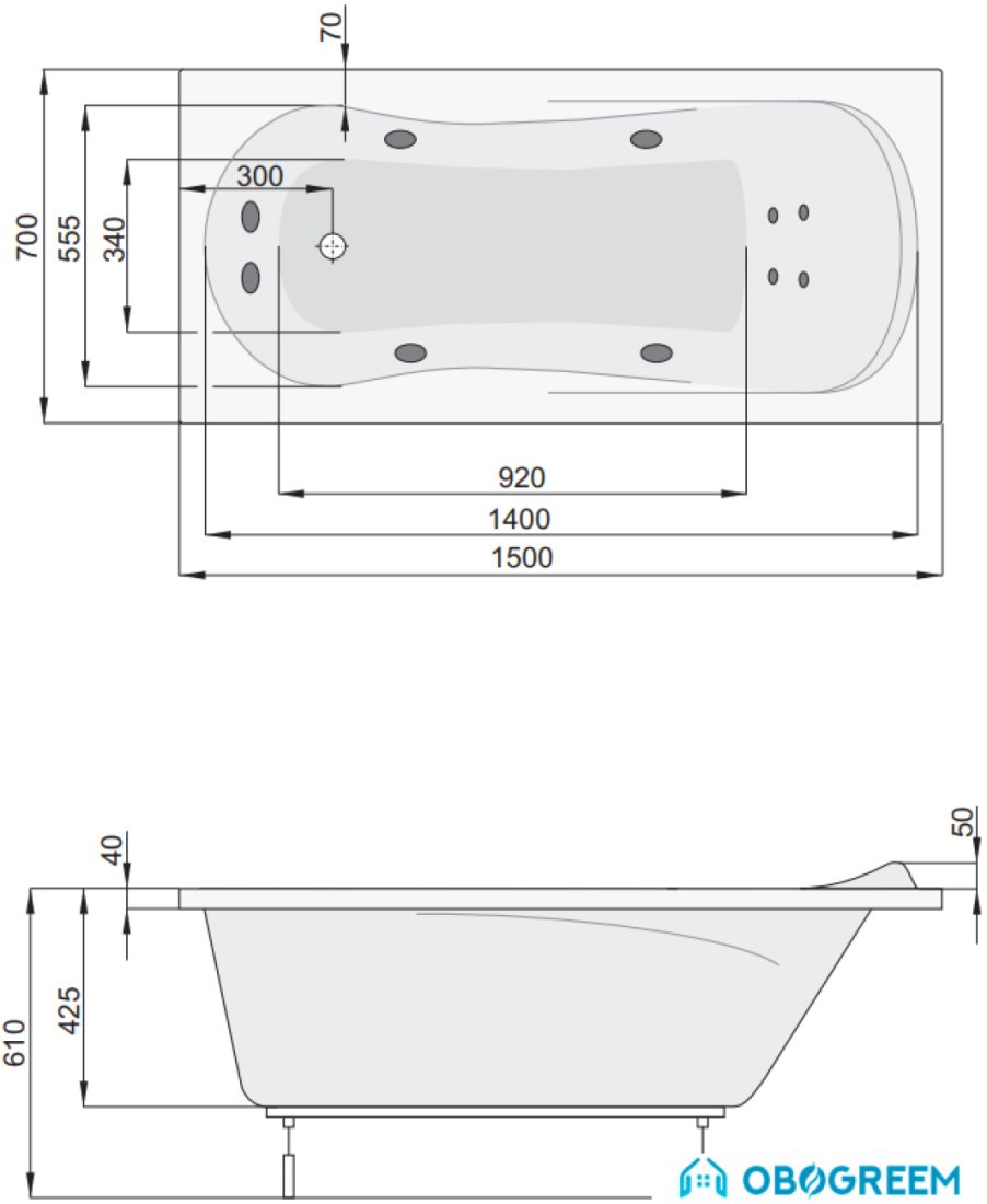 Ванна Poolspa Muza 150x70 Economy 1 PHPD510SO1C0000
