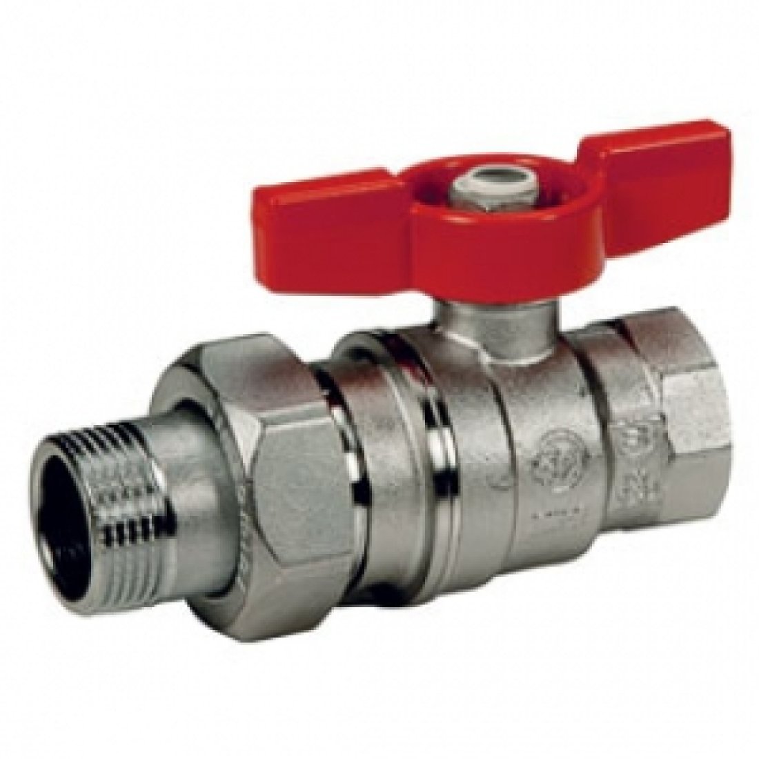 Кран шаровой полнопроходной Giacomini R859 - 3/4" (ВР/НГ, PN35, Tmax 185°C, ручка-бабочка красная)