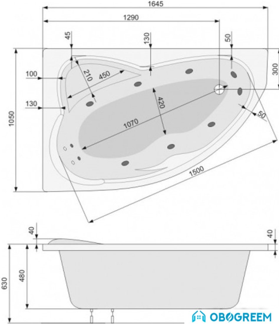 Ванна Poolspa Europa 165x105 L Smart 2 PHA4810ST2C0000