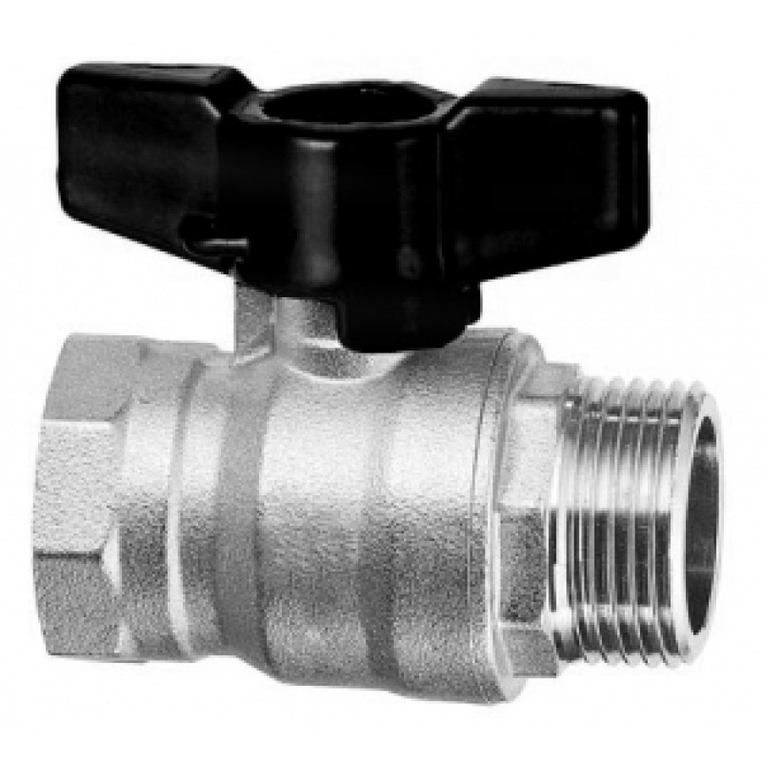 Кран шаровой полнопроходной ELSEN Strong T 2201 - 1/2" (НР/ВР, PN40,Tmax 150°С,ручка-бабочка черная)