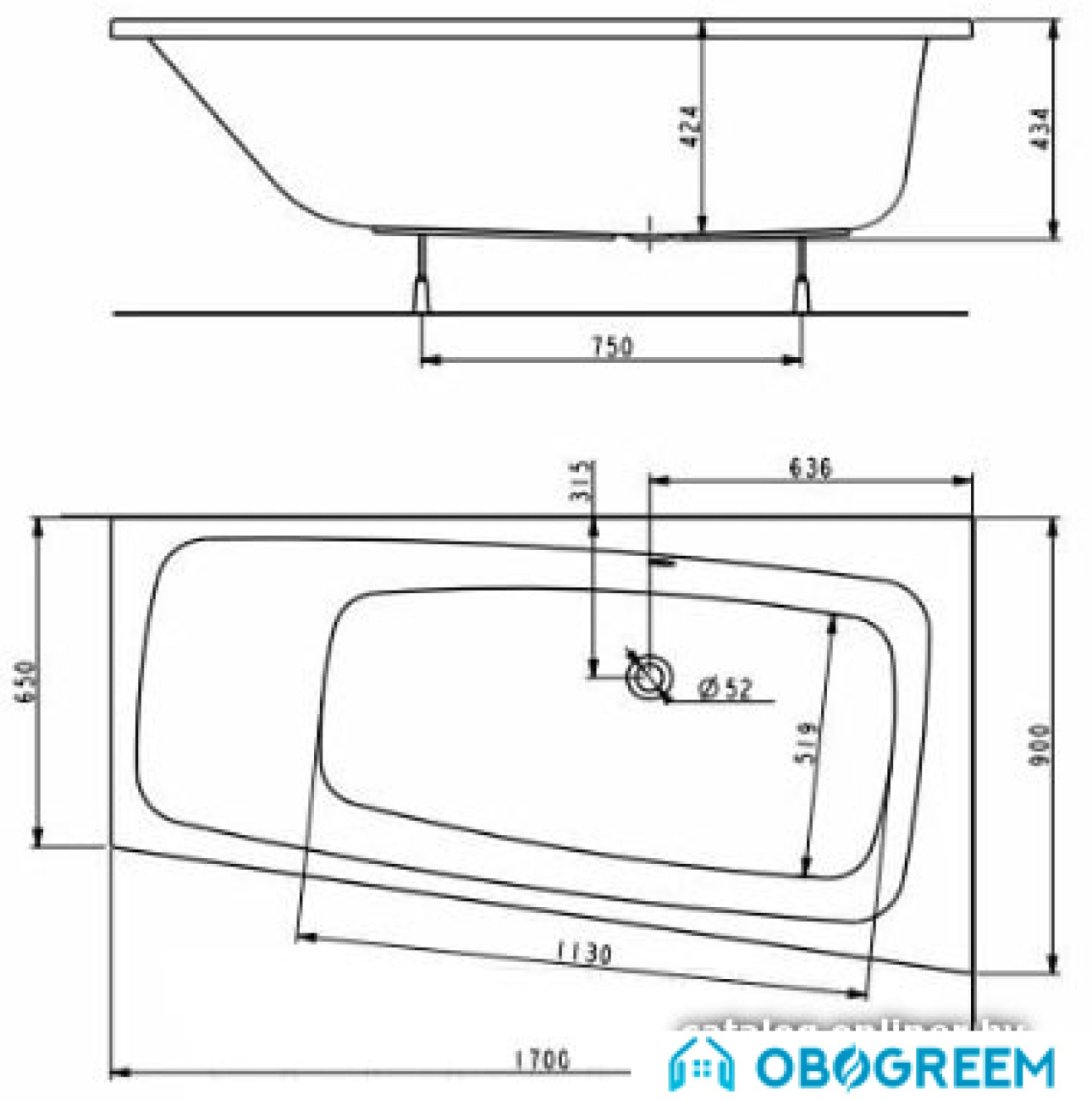 Ванна Kolo Split 170х90 L XWA1671000