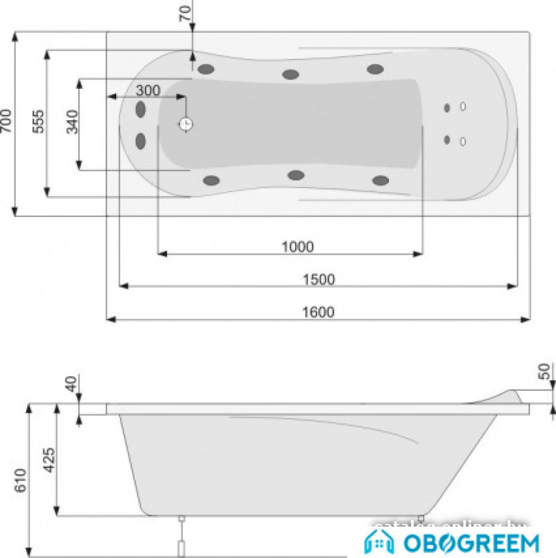 Ванна Poolspa Muza 160 x 70