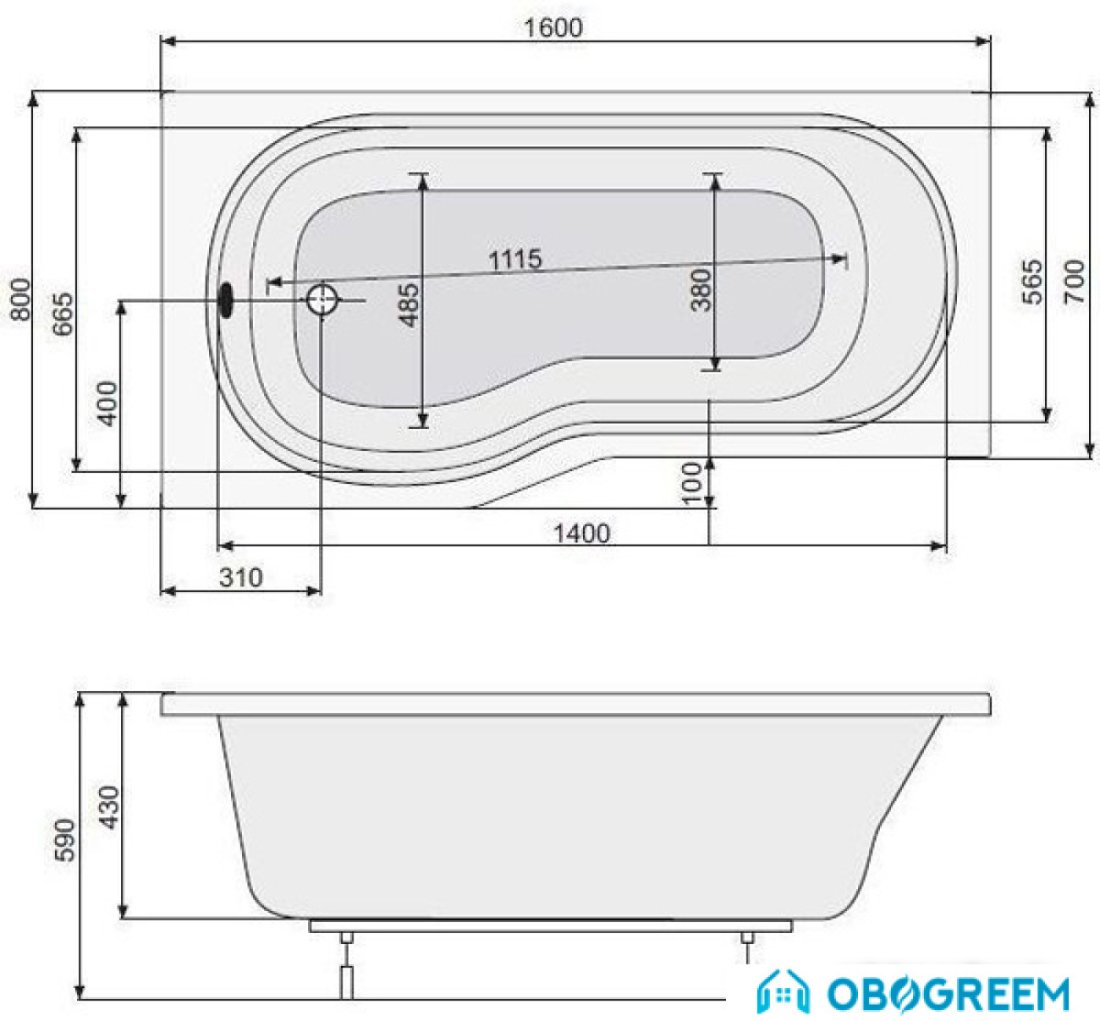 Ванна Poolspa Sophie 160x80 R