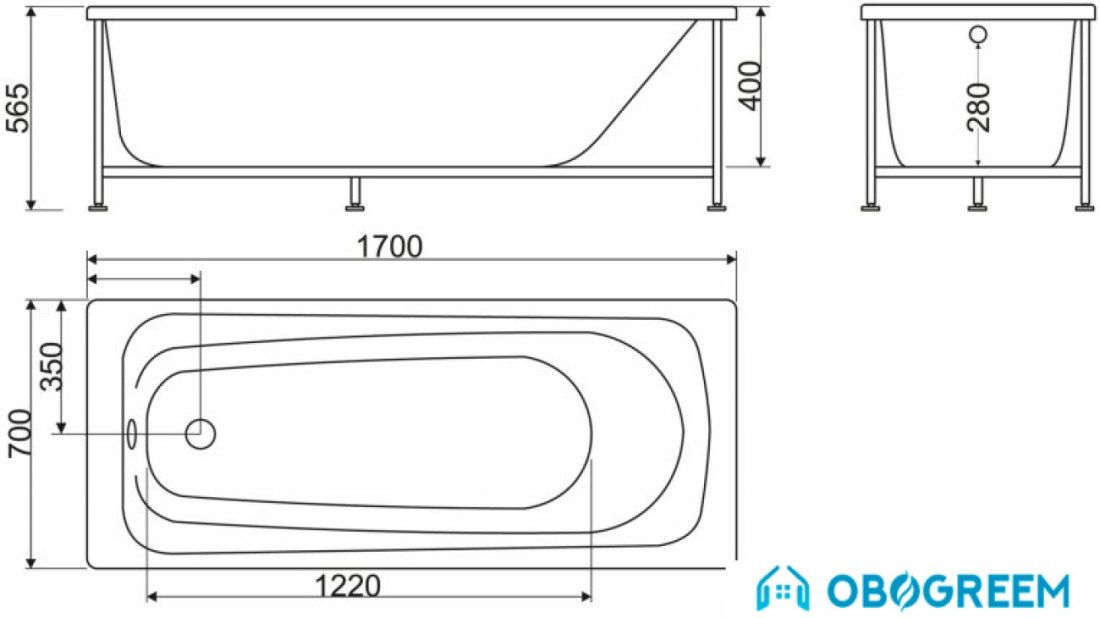 Ванна BelBagno BB102 170х70