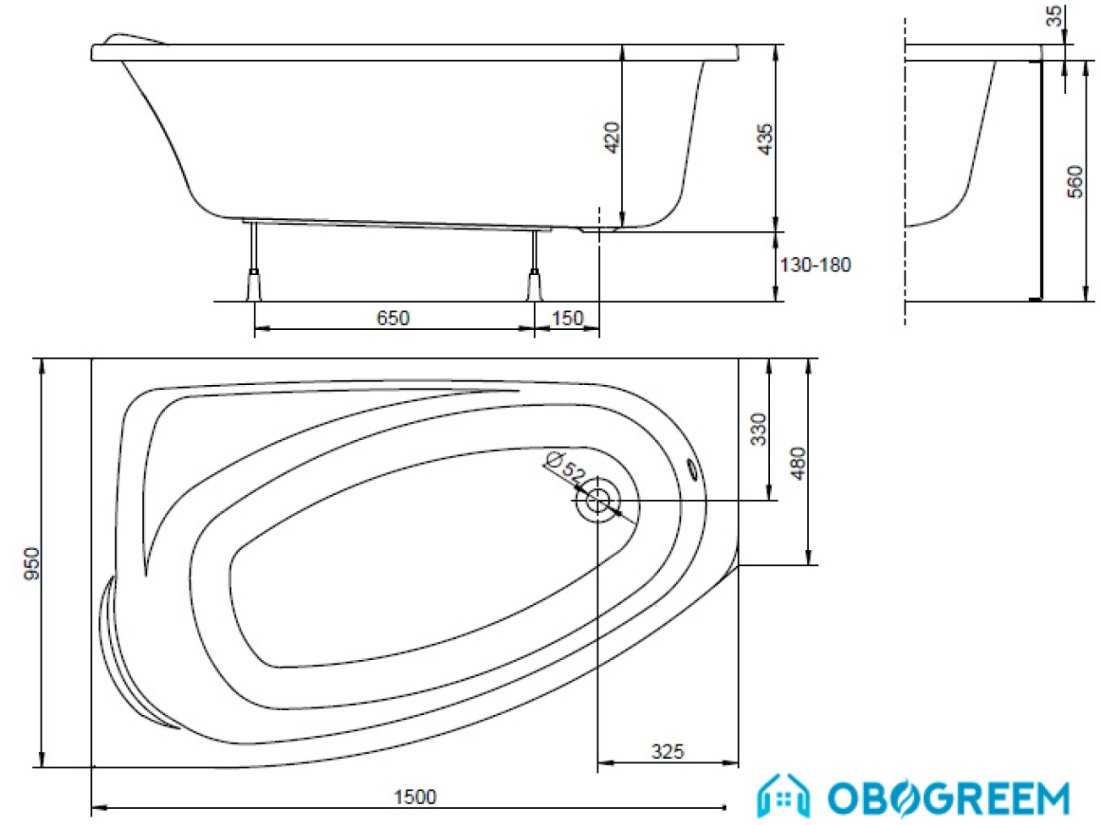 Ванна Ifo Locka 150x95 L