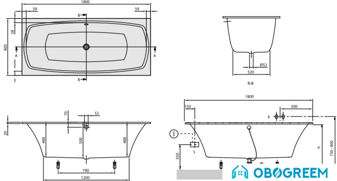 Ванна Villeroy & Boch My Art 180x80 [UBQ180MYA2V-96]
