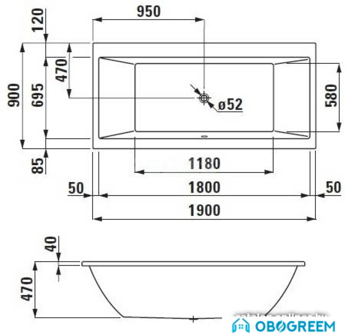 Ванна Laufen Pro 190x90 [2.3495.0.000.000.1]