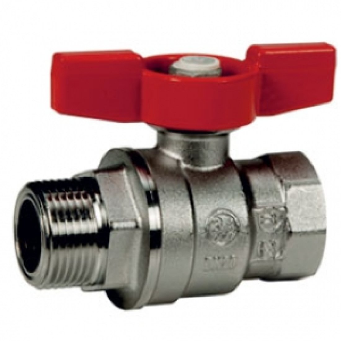 Кран шаровой полнопроходной Giacomini R854 - 1" (ВР/НР, PN28, Tmax 185°С, ручка-бабочка красная)