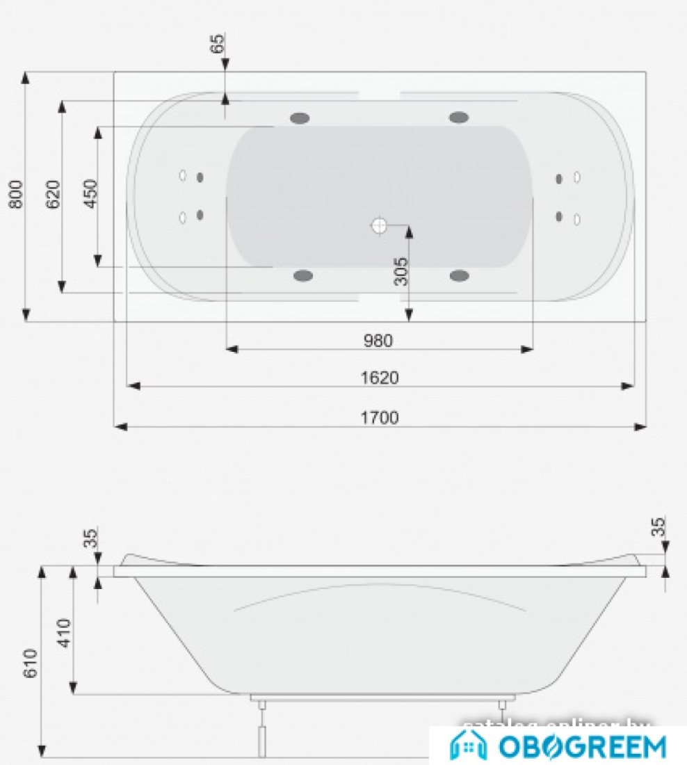Ванна Poolspa Gemini 170 x 80