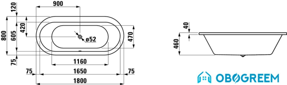 Ванна Laufen Solutions 180x80 [2.2451.0.000.000.1]