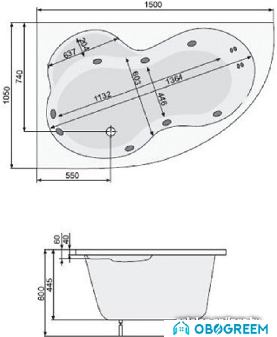 Ванна Poolspa Mistral 160x105 L Economy 1 PHA3Y10SO1C0000