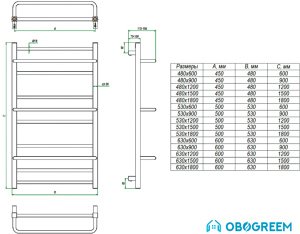 Полотенцесушитель Grota Vista 120x48