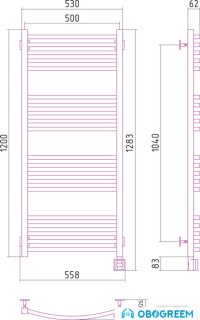 Полотенцесушитель Сунержа Аркус 1200x500 правый, скрытое подключение
