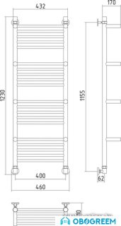 Полотенцесушитель Сунержа Богема +4 полки 1200x400