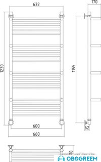 Полотенцесушитель Сунержа Богема +4 полки 1200x600