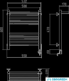 Полотенцесушитель Сунержа Богема с полкой 600x500 электрический