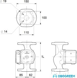 Циркуляционный насос Grundfos UPS 40-50 F 250