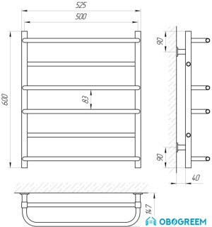 Полотенцесушитель Laris Зебра Комфорт ЧК6 50х60 Э