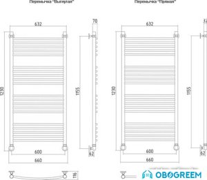 Полотенцесушитель Сунержа Богема 1200x600