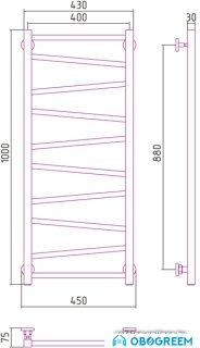 Полотенцесушитель Сунержа Сирокко 1000х400 00-0253-1040