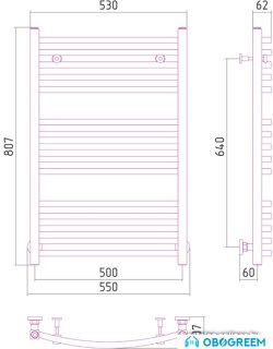 Полотенцесушитель Сунержа Аркус 800x500 00-0251-8050