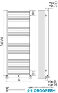 Полотенцесушитель TERMINUS Аврора П27 (532x1386)