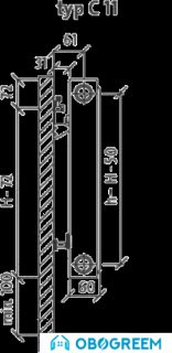 Стальной панельный радиатор Purmo Compact C11 500x1200