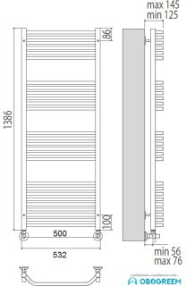 Полотенцесушитель TERMINUS Виктория П27 (532x1386)