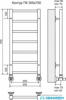 Полотенцесушитель TERMINUS Контур П6 (330x700)